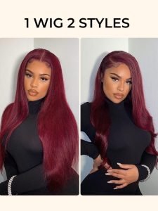 99J Hair Color LY Super Thin Transparent Lace Front Wig Burgundy Wig Colored Human Hair Wigs - Image 8