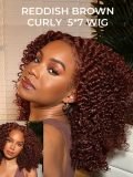 Alipearl Ready To Wear Reddish Brown Curly Glueless Human Hair Wig Pre Plucked With Baby Hair - Image 2