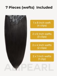 Alipearl Seamless Clip In Human Hair Extensions Natural Black Color Human Hair Pieces - Image 3