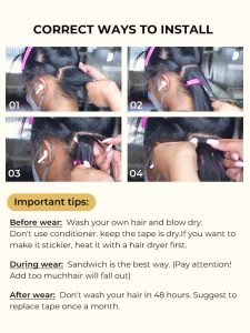 Yaki Straight Tape In Hair Extensions Kinky Straight Human Hair Extensions - Image 5
