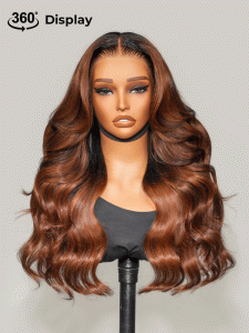 Original Caramel Balayage Highlight Wigs 13x4 Front Wig Customized Wavy Hair - Image 11