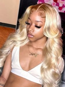 Ready To Go Ombre Wig Blonde Color With Brown Roots And Stripe Pre-Plucked Lace Frontal Wigs - Image 5
