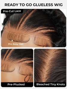 Halo Braid Glueless Deep Wave 13*6 Lace Front Wigs Pre-Cut With Natural Hairline - Image 4