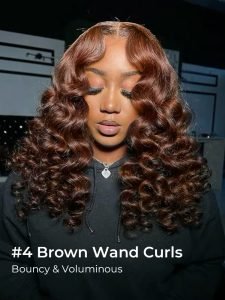 #4 Dark Brown Wand Curls 13x4 Lace Frontal Wig 250% Density - Image 6