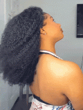 Fluffy Afro Curly 250 Density Glueless Half Wig With Drawstring - Image 6
