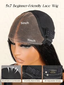 Curtain Bang Body Wave 5x7 HD Glueless Lace Closure Wig 250% Ready To Wear With Layers - Image 4