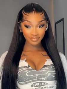 3 Braids Style Pre Braided Wig Glueless Straight 13x4 Lace Wig Human Hair - Image 4