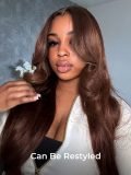 M Hairline Dark Brown Straight 13x6 Lace Front Wigs 250 Density With Drawstring - Image 6