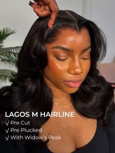M Hairline Body Wave Layered Cut 6x8 Glueless Drawstring Lace Wig Ready To Wear - Image 4
