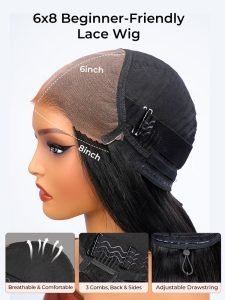 #4 Brown Color Body Wave 8*6 Lace Closure Glueless Wig With Drawstring - Image 5