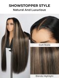 Straight Ombre Blonde Highlight M Hairline 13X6 Lace Front Wig - Image 4