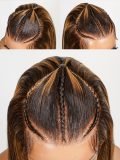 [Ship In 24H] 250 Density Brown Highlight Braided Straight 13x4 Glueless Lace Wig With Baby Hair - Image 3