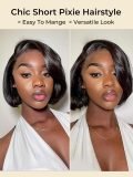 Short Wig Straight Pixie Cut Wig Human Hair Bob Wig - Image 7