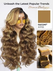 Brown Highlight Side Bang Body Wave 6x8 Lace Front Wig Glueless - Image 7