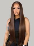 Super Long 300% Density Chocolate Brown 13x6 HD Lace Front Wig Straight Human Hair - Image 2