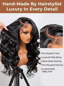 Glueless Side Part 5*5 HD Lace Closure Wigs 250% density Body Wave Hair Hairstylist Customized - Image 5