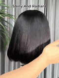 Short Straight Bob Wig With Bangs 5*5 Closure Wig - Image 12