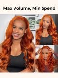 Ginger Orange Body Wave Glueless Transparent Lace Wigs With Pre Plucked Hairline - Image 4
