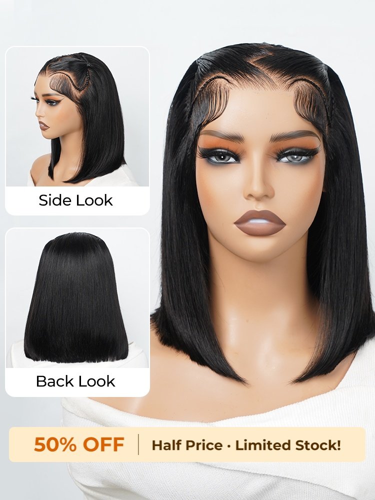7_11_13 Short Bob Straight Pre-Styled 13x4 Ready to Go Lace Front Wig - Image 1