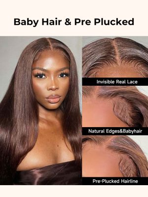 Chocolate Brown 5x5 HD Lace Closure Wigs Human Hair Colored Wigs