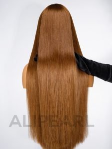 Ash Brown Wig Straight Hair Body Wave Natural Human Hair Wig - Image 10