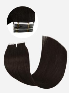 Natural Black #1B Tape-In Hair Extensions PU Human Hair For Full Head - Image 5