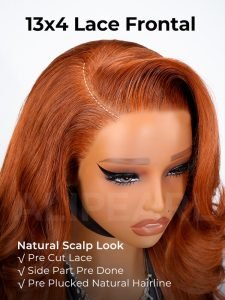Ginger Layered Cut Body Wave 13x4 Glueless Lace Wig With Curtain Bang - Image 4
