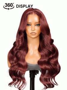 Angora Red Wavy Hair 13*6 Frontal Wig with Layered Cuts - Image 7