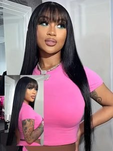 Human Hair Bangs Wigs Straight Hair 5x5 Lace Closure Wigs - Image 5