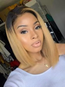 Honey Blonde Bob Wig #27 #1B/27 Straight Hair Human Hair Bob Wigs - Image 8