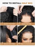 Water Wave Glueless Invisible Half Wig With Drawstring For Beginners - Image 6