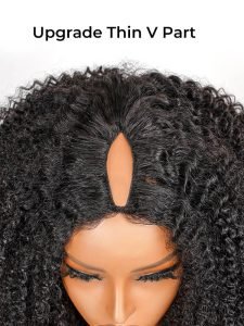 Afro Kinky Curly V Part Human Hair Wig No Leave Out - Image 7