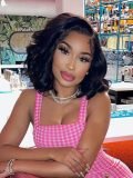 Bouncy Full Loose Body Side Part Short Lace Frontal Wigs 250 Density - Image 7