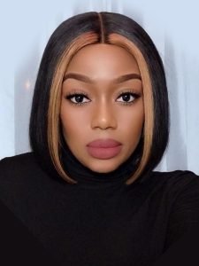 Highlight Ready To Go Wigs Straight Bob HD Lace Wigs With Highlights Streaks - Image 7
