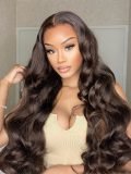 Super Double Drawn Dark Brown Body Wave HD Lace Wig Human Hair - Image 6