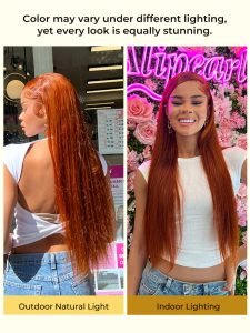 Black Widow Inspired Ginger Copper Wig 13u00d74 Front Wigs Trendy Colored Hair - Image 7