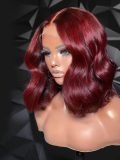 99J Burgundy Short Wavy Bob 2x6 Lace Closure Wig Easy To Wear - Image 7