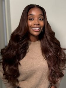 #4 Brown Color Body Wave 8*6 Lace Closure Glueless Wig With Drawstring - Image 6
