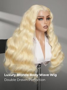 Double Drawn Top Grade Blonde Body Wave M Hairline Straight HD Lace Wig - Image 6