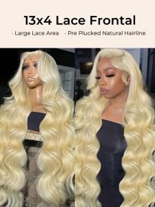 Long Wigs #613 Body Wave Pre Plucked Blonde Lace Frontal Wigs - Image 7