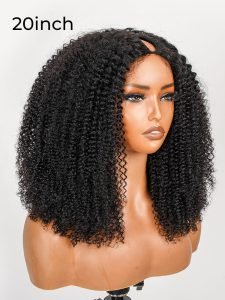 Afro Kinky Curly V Part Human Hair Wig No Leave Out - Image 8