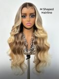 M Hairline Ash Blonde Ombre Body Wave 13x4 Lace Front Wig 250 Density - Image 5