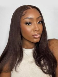 Glueless Chocolate Brown Color Straight Human Hair 7*5 Closure Wig Ready To Go For Beginners Pre Cut Lace - Image 2