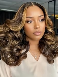 Double Drawn Dual Curl Blonde Highlight 5x7 Lace Front Wig 250 Density - Image 8