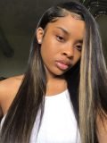 Light Yaki Straight Glueless Lace Wig With Hidden Blonde Highlights - Image 7