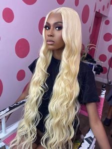 Long Wigs #613 Body Wave Pre Plucked Blonde Lace Frontal Wigs - Image 8