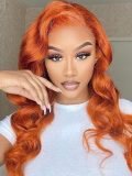 Ginger Orange Body Wave Glueless Transparent Lace Wigs With Pre Plucked Hairline - Image 6