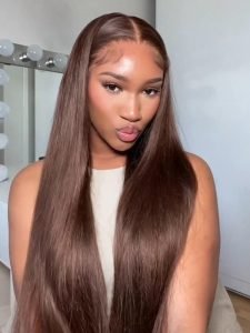 Chocolate Brown 5x5 HD Lace Closure Wigs Human Hair Colored Wigs - Image 5