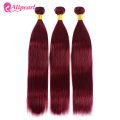 99J Burgundy Color One Bundle Pre-Colored Hair Straight Human Hair Weft - Image 5