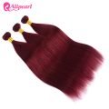 99J Burgundy Color One Bundle Pre-Colored Hair Straight Human Hair Weft - Image 4